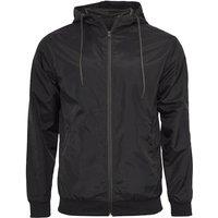 Build Your Brand Men's Zip Up Wind Runner Jacket in Black | Size: Medium