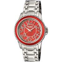 Rebel Men's Williamsburg Red Dial Stainless Steel Watch