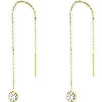 Spero London Women's Sterling Silver Chain Solitaire Earring in Gold
