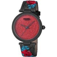 Rebel Women's Carroll Gardens Burgundy Dial Cloth Watch in Black