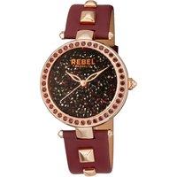 Rebel Women's Rockaway Parkway Burgundy/Black Dial Leather Watch in Black