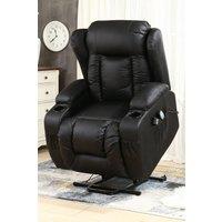 More4Homes Caesar Single Motor Rise Recliner Bonded Leather Heat & Massage Chair in Black
