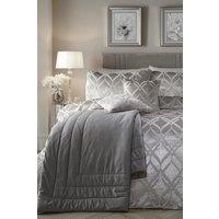 Soiree 'Belfort' Woven Geo Velvet Duvet Cover Set in Silver | Size: Super King