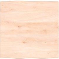 Berkfield Home Table Top 60x60x2 cm Untreated Solid Wood Oak Live Edge in Brown | Size: 60 x 60 x 2 cm