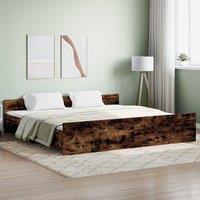 Berkfield Home Bed Frame with Headboard with Footboard Smoked Oak 180x200 cm Super King in Brown