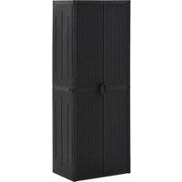 Berkfield Home Garden Storage Cabinet Black 65x45x172 cm PP Rattan | Size: 65 x 45 x 172 cm