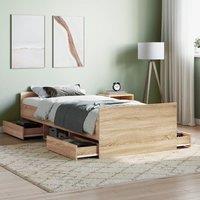 Bed Frame with Headboard and Footboard Sonoma Oak 100x200 cm