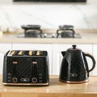 HOMCOM 1.7L Kettle & Toaster Set with Defrost, Reheat & Crumb Tray in Black