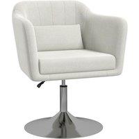 HOMCOM Stylish Retro Linen Swivel Tub Chair Steel Frame Cushion Seat in Cream