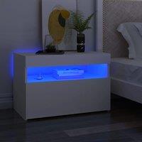 Bedside Cabinet & LED Lights White 60x35x40 cm Engineered Wood