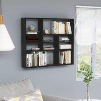 Berkfield Home Wall Shelf Black 90x16x78 cm Engineered Wood | Size: 90 x 16 x 78 cm