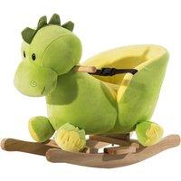 HOMCOM Kids Rocking Horse, Plush Ride-On Dinosaur Seat w/ Seat Safety Belt in Green