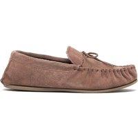 Mokkers Men's Bruce Real Suede Moccasin Slippers in Taupe | Size: 8