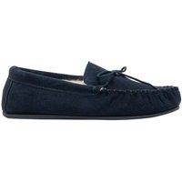 Mokkers Men's Oliver Moccasin Wool Lined Slippers in Navy | Size: 10