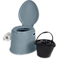Hillington Portable Camping Toilet Travel Toilet with Removable Bucket Lid Handle for Caravan Camping & Outdoor Use in Grey