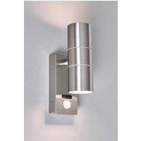 BHS Lighting Jared Steel Outdoor Wall Light with Sensor in Metallic Silver