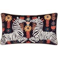 Wylder Tropics Mirrored Zebra Embroidered 100% Cotton Cushion | Size: 30 cm x 50 cm