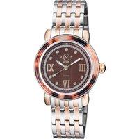 Marsala Tortoise Swiss Quartz Diamonds Brown Mother Of Pearl Dial T Tone SS/IP RG Bracelet Watch