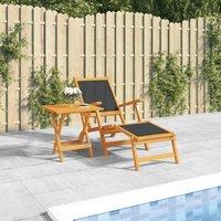 Outdoor Deck Chair with Table Solid Wood Acacia and Textilene