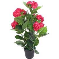 Berkfield Home Artificial Hydrangea Plant with Pot 60 cm Red