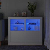 Berkfield Home Side Cabinets with LED Lights 2 pcs White Engineered Wood