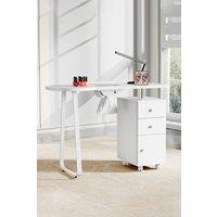 Professional Makeup Desk Dresser Manicure Table Nail Desk with Rolling Wheels For Spa Beauty Salon & Home