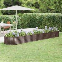 Berkfield Home Garden Raised Bed Powder-coated Steel 368x80x36 cm Brown | Size: 368 x 80 x 36 cm