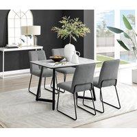 FurnitureboxUK Carson White Marble Effect Dining Table & 4 Halleyy Chairs in Dark Grey