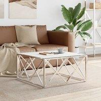 Berkfield Home Coffee Table Silver 80x80x40 cm Stainless Steel & Glass | Size: 80 x 80 x 40 cm