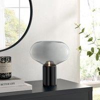 FurnitureboxUK Laura Smoked Glass & Marble Desk Table Lamp in Black