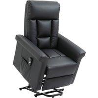 HOMCOM Power Lift Chair, PU Leather Recliner Sofa Chair with Remote Control Side Pocket in Black