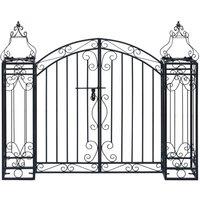 Berkfield Home Ornamental Garden Gate Wrought Iron 122x20.5x100 cm in Black