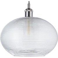 Happy Homewares Contemporary Clear Ribbed Spiral Glass Easy Fit Drum Shaped Pendant Light Shade