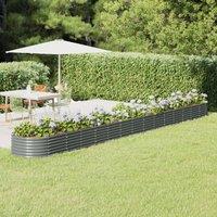 Berkfield Home Garden Raised Bed Powder-coated Steel 620x80x36 cm Grey | Size: 620 x 80 x 36 cm