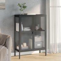 Berkfield Home Sideboard Black 75x35x105 cm Glass & Steel | Size: 75 x 35 x 105 cm
