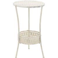 Berkfield Home Bistro Table Vintage Style Round Metal 40x70 cm White