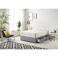 Somnior Plush Velvet Divan Bed with 2 drawers & Sprung Memory Foam Mattress in Charcoal | Size: Double