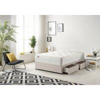 Somnior Plush Velvet Divan Bed with 2 drawers & Sprung Memory Foam Mattress in Silver | Size: Double