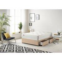 Somnior Plush Velvet Divan Bed with 2 drawers & Sprung Memory Foam Mattress in Beige | Size: Small Single