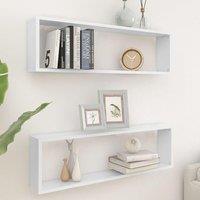 Berkfield Home Wall Cube Shelf 2 pcs White 100x15x30 cm Engineered Wood | Size: 100 x 15 x 30 cm