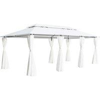 Berkfield Home Gazebo with Curtains 600x298x270 cm White 180g/m | Size: 600 x 298 x 270 cm