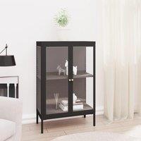 Berkfield Home Sideboard Black 75x35x105 cm Steel & Glass | Size: 75 x 35 x 105 cm