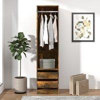 Berkfield Home Wardrobe with Drawers Smoked Oak 50x50x200 cm Engineered Wood in Brown | Size: 50 x 50 x 200 cm