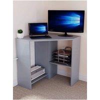 Home Discount Vida Designs Hetton Corner Computer Desk Office Study Gaming Furniture in Grey
