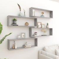 Berkfield Home Wall Cube Shelf 4 pcs Concrete Grey 100x15x30 cm Engineered Wood | Size: 100 x 15 x 30 cm