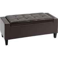 HOMCOM 40x90cm PU Leather Storage Ottoman Bench Wood Frame w/ Tufting Feet in Brown | Size: 40x90 cm