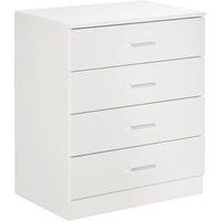 HOMCOM Storage Cabinet Vertical Drawer Chest of 4 with Metal Rails Anti Tip in White