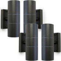 Loops 4 PACK GU10 Anthracite Up & Down Wall Lights Outdoor Twin Dimming Lamp Fitting