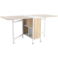 HOMCOM Folding Table Computer Desk Workstation with Storage Shelves in Light Brown