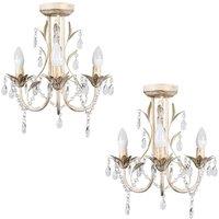 ValueLights Pair of White Ceiling Light Chandeliers